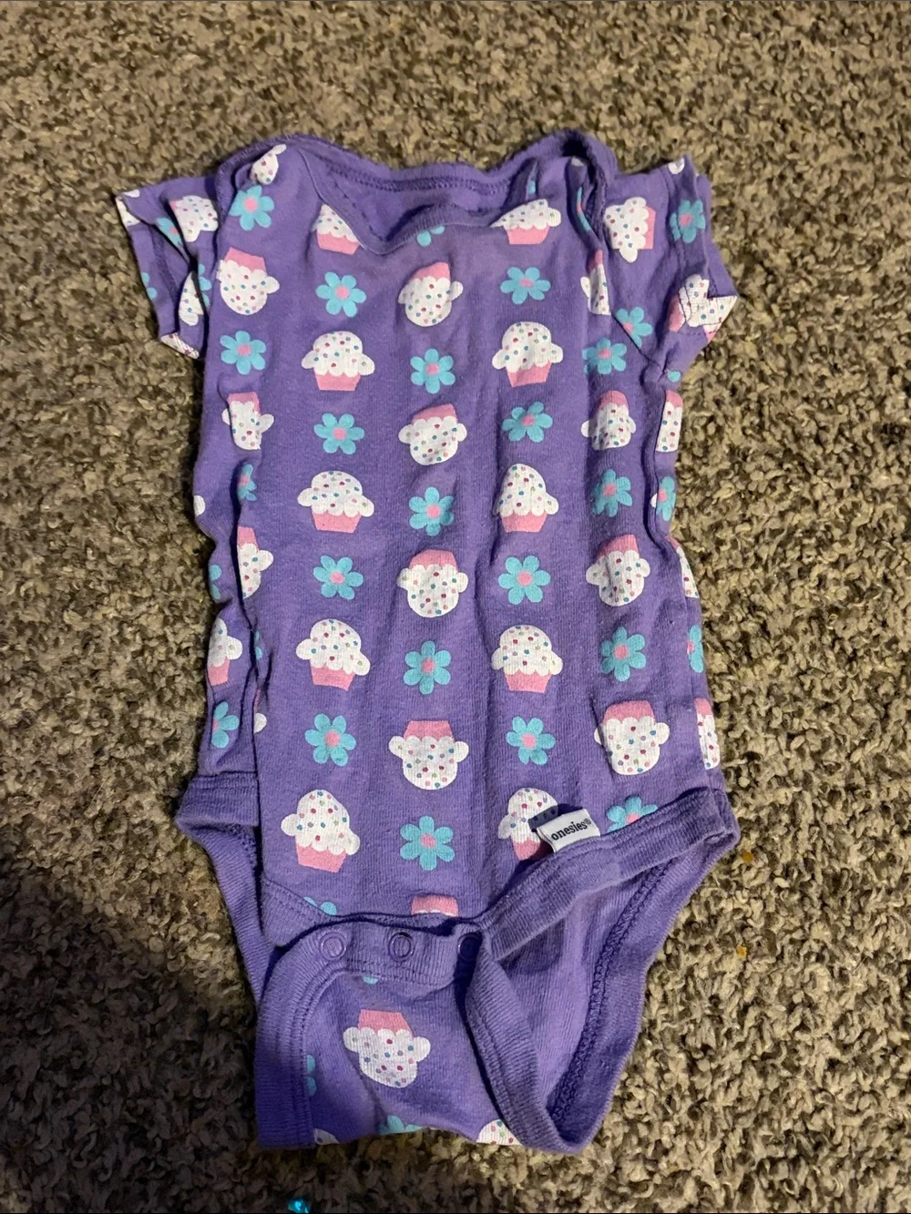 Purple Cupcake Print Infant Onesie